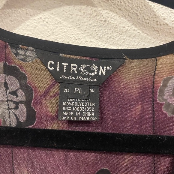 Citron Santa Monica Floral Burnout Top Size Large Petite EUC - Picture 3 of 5